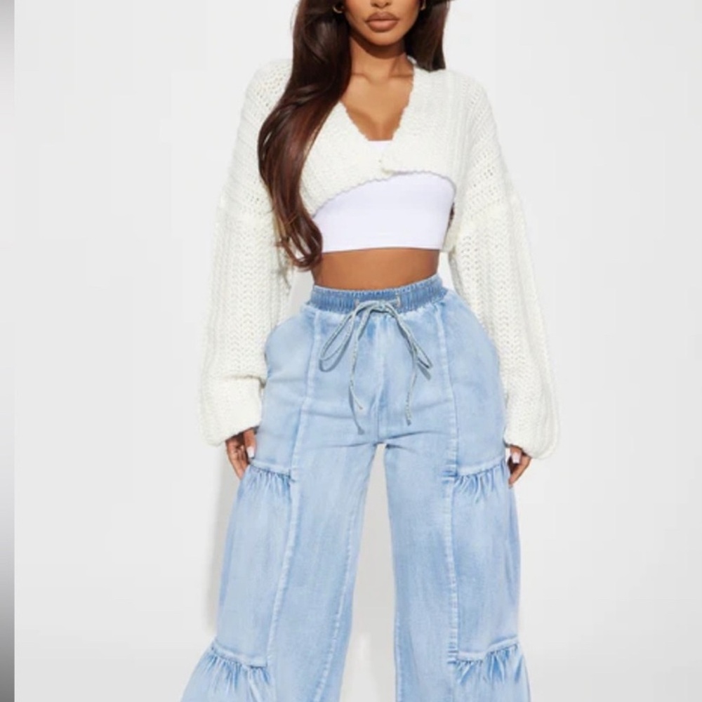 Brand-New Fashion Nova Light Blue Wide-Leg Jeans